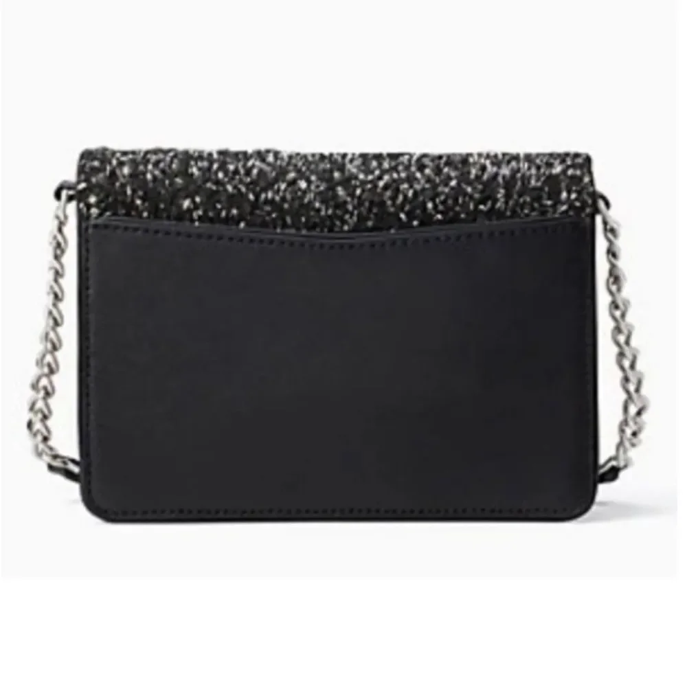 Kate Spade Neve Tinsel Convertible Crossbody Bag Black and Silver Women's Bag